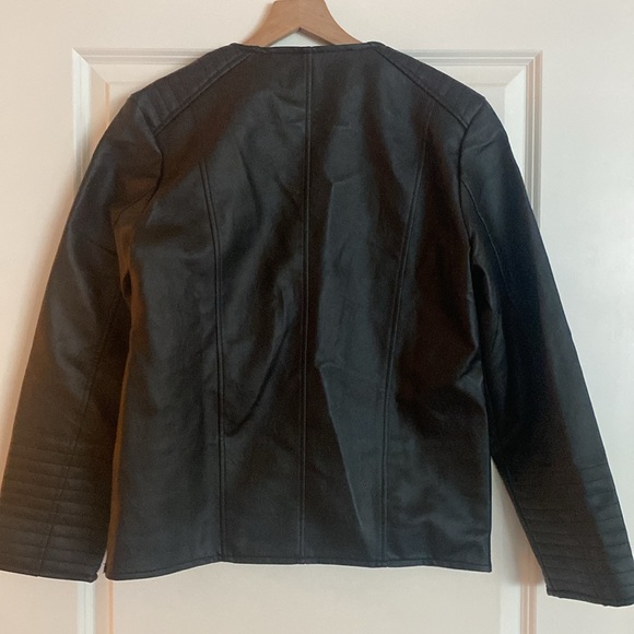 F Collection Men’s Leather Jacket side zip - Picture 2 of 3